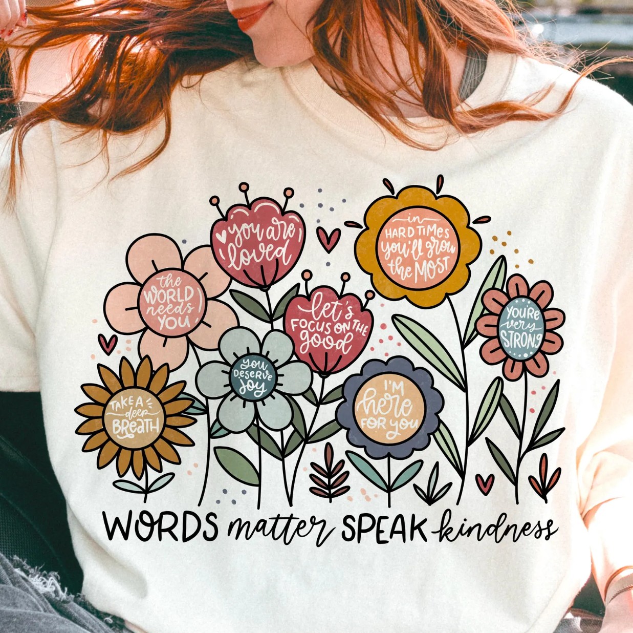 Words matter speak kindness boho floral Sweatshirt