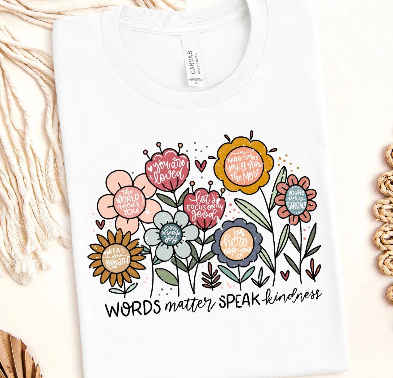 Words matter speak kindness boho floral