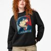 Black sweatshirt with “CHANGE” parody poster featuring cartoon Randy Marsh in red and blue tones.