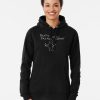 Black hoodie with a funny childlike drawing of Buffy holding a crossbow and stake, with the text “Buffy Will Patrol Tonight