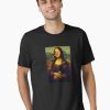 Funny Mona Lisa parody t-shirt featuring Trailer Trash Tammy-style edits with cigarette and beer