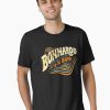 nisex black T-shirt with “Bonnaroo 2019” inspired graphic in vibrant retro colors.