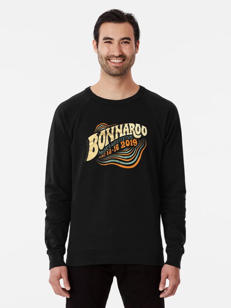 Bonnaroo Festival 2019 Inspired Sweatshirt nisex black sweatshirt with “Bonnaroo 2019” inspired graphic in vibrant retro colors.