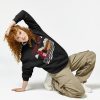 Women Black Sweatshirt with retro red ketchup bottle squirting onto “I Squirt on Juicy Wieners” text in vintage font