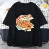 Black t-shirt with a graphic of a fast food box labeled “Kitten Nuggets” filled with cat-shaped nuggets and dipping sauce.