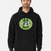 Men Cozy black hoodie featuring a dinosaur skull emblem with green “T-Rex Ranch” logo design