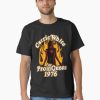 Men Black t-shirt with flaming silhouette of Carrie White and “Prom Queen 1976” vintage horror design