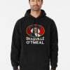Black hoodie with funny graphic of Shaquille O'Neal styled like a classic oatmeal box character
