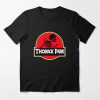 Black nursing T-shirt with a parody red-and-yellow logo showing a ribcage skeleton and text “Thoracic Park” in bold font
