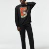 Men Black sweatshirt with vintage-style GLORY frog meme design in red, orange, and beige
