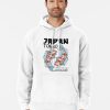 White Hoodie with Tokyo Japan koi fish design and “Fishing is my one kind of happiness” quote in black and red