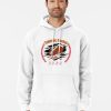 White Hoodie with a football bursting through a graphic surrounded by red baseball stitches, labeled “Tennessee Baseball 1959,” worn by male model.