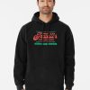 Black Hoodie with red and green retro logo reading “Fratelli’s Family Restaurant – Astoria Oregon” and playful food list.