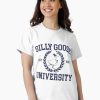 White T-Shirt with “Silly Goose University” text and illustrated goose in laurel crest