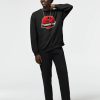 Men Black nursing Sweatshirt with a parody red-and-yellow logo showing a ribcage skeleton and text “Thoracic Park” in bold font