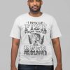 White t-shirt with "I Rescue Fish from Water and Beer from Bottle" design featuring a bass fish and beer bottles.