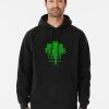 Black Hoodie with distressed green tree graphic and bold “More Trees Less Assholes” environmental slogan