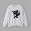 Printed Sweatshirt With Black cat playing electric guitar minimalist graphic design