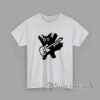 Black cat playing electric guitar minimalist graphic design