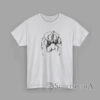 Minimalist Cat Paw Sketch T-Shirt Artistic Feline Lover Tee Detailed pencil-style sketch of a cat paw printed on a minimalist t-shirt