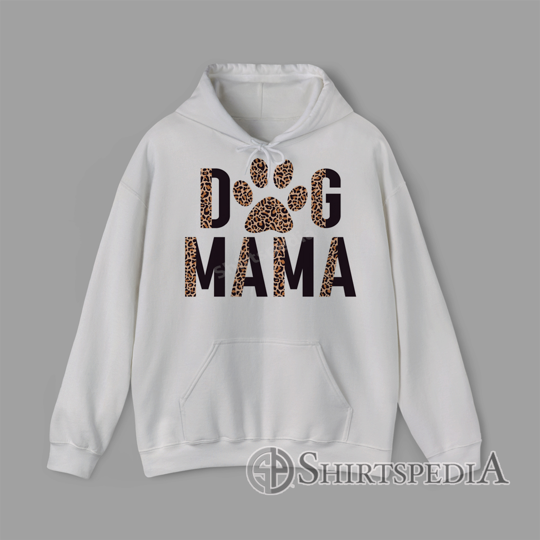 Dog Mama text in leopard letter print graphic design on Hoodie