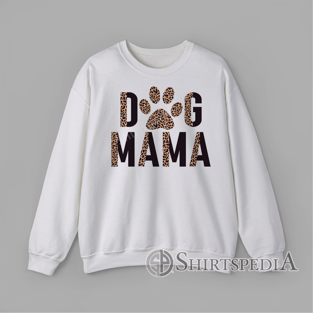 Dog Mama text in leopard letter print graphic design on Sweatshirt