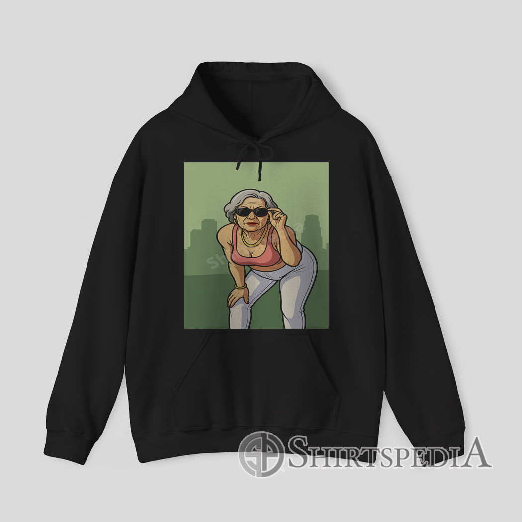 Funny GTA San Andreas loading screen grandma parody graphic illustration on Hoodie