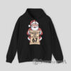 Funny Naughty List Kids Who Say 67 Santa Hoodie Cartoon Santa holding scroll with text Naughty List Kids Who Say 67 funny Christmas graphic Hoodie
