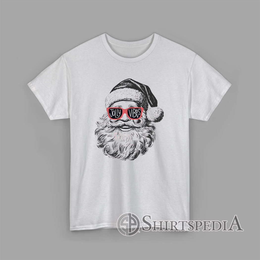 Jolly Vibes Santa T-Shirt Funny Christmas Graphic Tee Jolly Vibes Santa T-Shirt Funny Christmas Graphic Tee