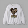 Sweatshirt With Leopard heart with glitter-style leopard LOVE letters and ‘never fails’ script graphic design