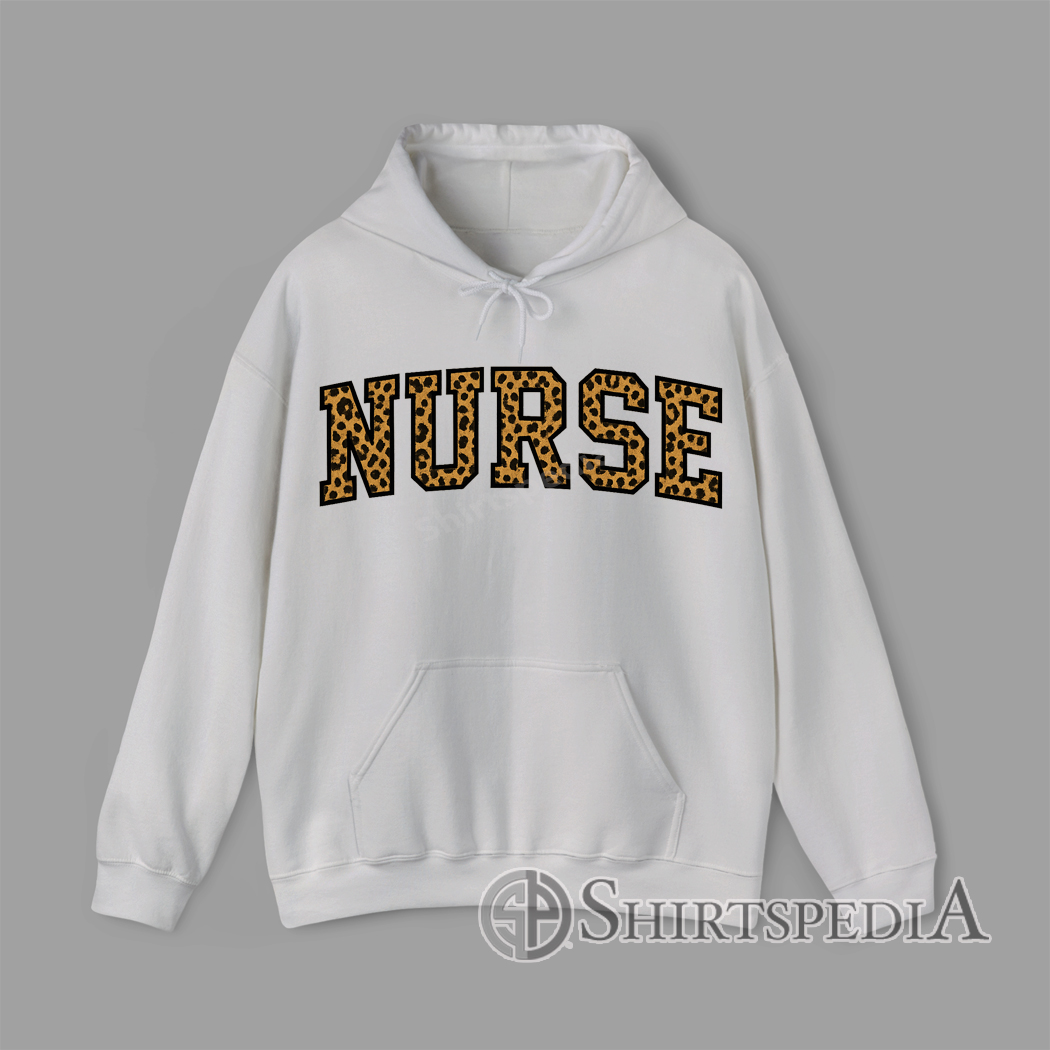 Leopard print NURSE letter graphic Hoodie for healthcare workers