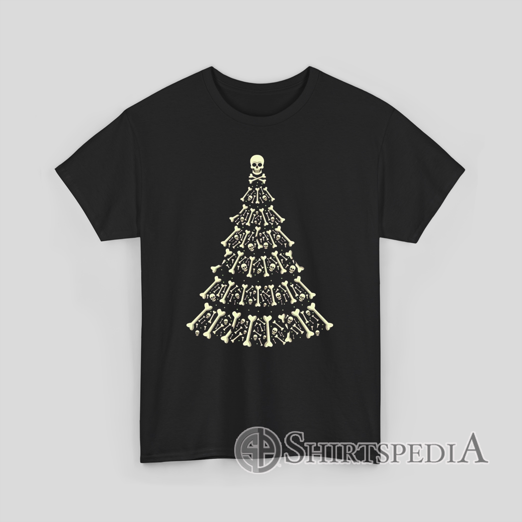 Skeleton Christmas Tree Printed T-Shirt