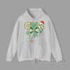 Hoodie CNA Christmas design with gingham letters, Santa hat, Christmas bow, ornaments, candy cane, and stethoscope illustration
