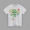 CNA Christmas design with gingham letters, Santa hat, Christmas bow, ornaments, candy cane, and stethoscope illustration Shirt