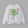 Sweatshirt CNA Christmas design with gingham letters, Santa hat, Christmas bow, ornaments, candy cane, and stethoscope illustration