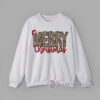 Sweatshirt Printed Merry Christmas lettering in leopard print with Santa hat Christmas graphic design