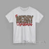 T-Shirt Printed With Merry Christmas lettering in leopard print with Santa hat Christmas graphic design