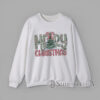 Sweatshirt with Rustic Merry Christmas design with floral letters, gingham print text, and watercolor Christmas tree illustration