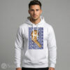 Men Heavyweight black streetwear hoodie with a spacious front pocket, displaying a large central print of the sad orange tabby depression cat meme.