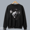 Unisex black crewneck pullover sweatshirt printed with a large central black and white graphic of Mr. Bean as a hardcore metal frontman holding a microphone.