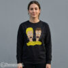 Women Gildan 18000 crewneck sweatshirt featuring vintage 90s Beavis and Butt-Head cartoon print