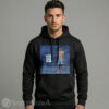 Men Heavyweight black streetwear pullover hoodie displaying a large central vintage 2000 NFL Scouting Combine design of Tom Brady.